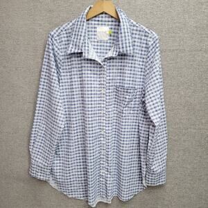 LYSSE SCHIFFER GINGHAM PRINT BUTTON DOWN SHIRT.  SIZE XL